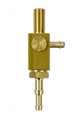 3-Way Cock with Nozzle (right), Brass + PA-12, with Nozzle S4/6, Nut and Nozzle
