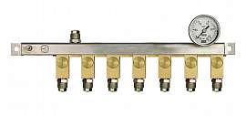 Manifold 7 pipes, gauge till 2,5bar, QU8/6