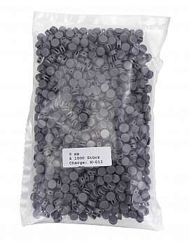 Plastic lead seals, grey, 9 mm, 1000 pieces in a bag