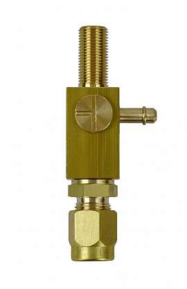 3-Way Cock with Nozzle (right), Brass + PA-12, with Compression Ferrule 8 mm
