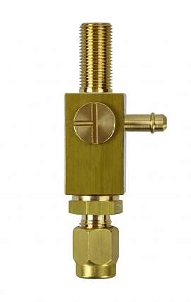 3-Way Cock with Nozzle (right), Brass + PA-12, with Compression Ferrule 6 mm