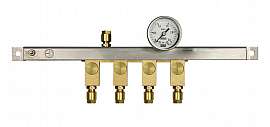 Manifold 4 pipes, gauge till 2,5bar, CF6/4