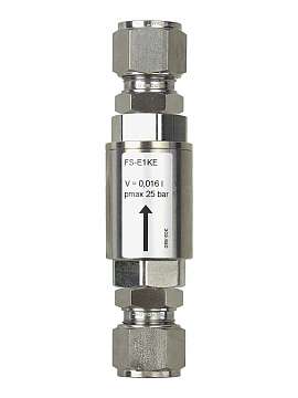 Fl&uuml;ssigkeitssperre FS-E1KE, SWAGELOK 12 VA-V, SW24, PEEK, EPDM,
