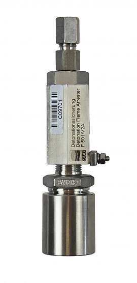 Exhaust connect. w. deto. fl. arrestor ss-v, 3/4'm - ss-CF8/6